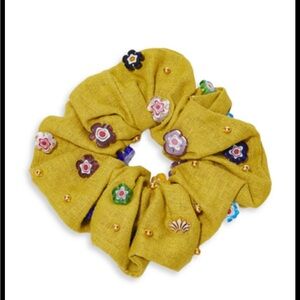 Lele Saudoughi MARGHERITA EMBELLISHED COTTON-LINEN OVERSIZED SCRUNCHIE